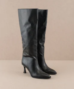 Oasis Society Shoes*The Vanessa | Reptile Print Knee High Boot
