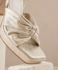 Oasis Society Shoes*The Zoey | Light Gold knotted band platform heel