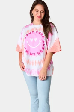 BuddyLove Clothing Label Tops*Tweety Oversized Tie-Dye Tee - Don't Funk With My Heart