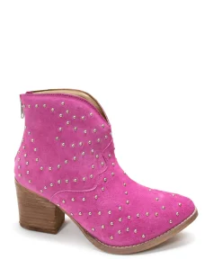 Naughty Monkey Shoes*Twilight Studded Heeled Ankle Boot in Magenta