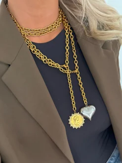Chansuttpearls Jewelry*TWO TONED HEART NECKLACE