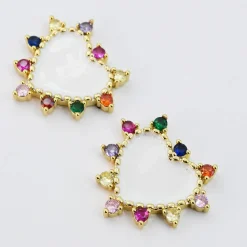 Treasure Jewels, Inc. Jewelry*White Heart Multi Stone Enamel Earring