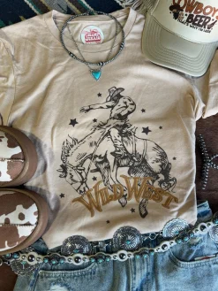 Wild Junkie Tops*Wild West Cowboy Rider Graphic Tee