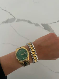 Chansuttpearls Jewelry*XL TWO TONED WATCH BAND BRACELET