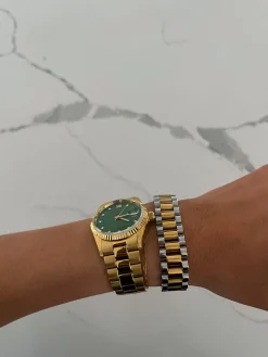 Chansuttpearls Jewelry*XL TWO TONED WATCH BAND BRACELET