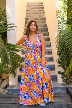 BuddyLove Clothing Label Wedding Guest | Sleeveless Dresses*Zena Plunging Neck Maxi Dress -
